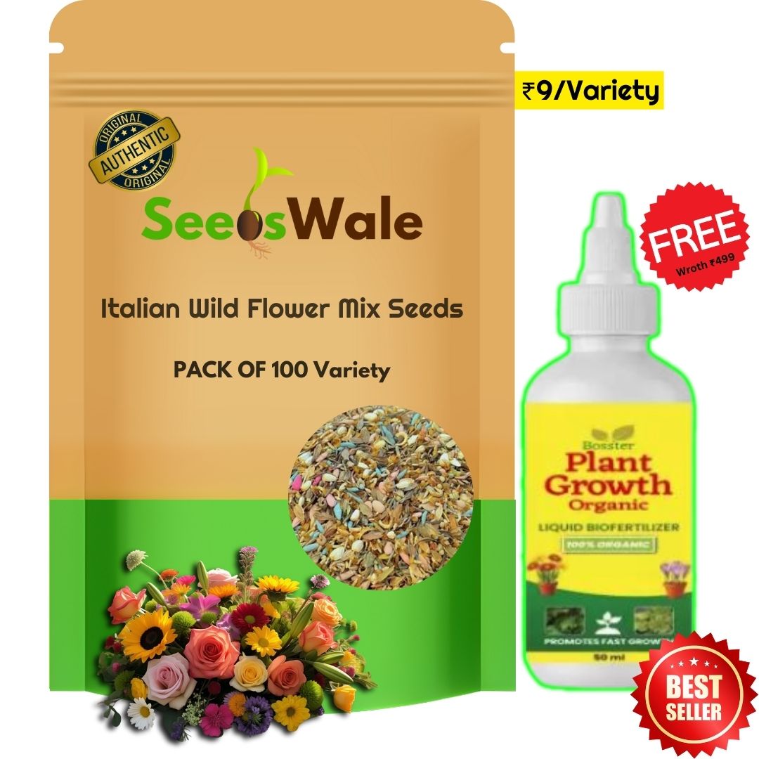 Italian Wild Mix Flower Seeds Pack + Free Plant Growth Booster